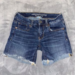 American eagle midi rise denim shorts